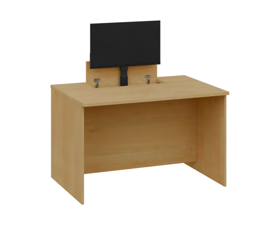 PLVM 18 - 12 stůl kancelářský s výsuvem (1x) monitoru, dřevěná podnož, deska 18 mm, široký 1200 mm, javor horský